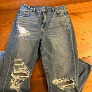 American Eagle Outfitters Blue Mom Jeans Distressed Style